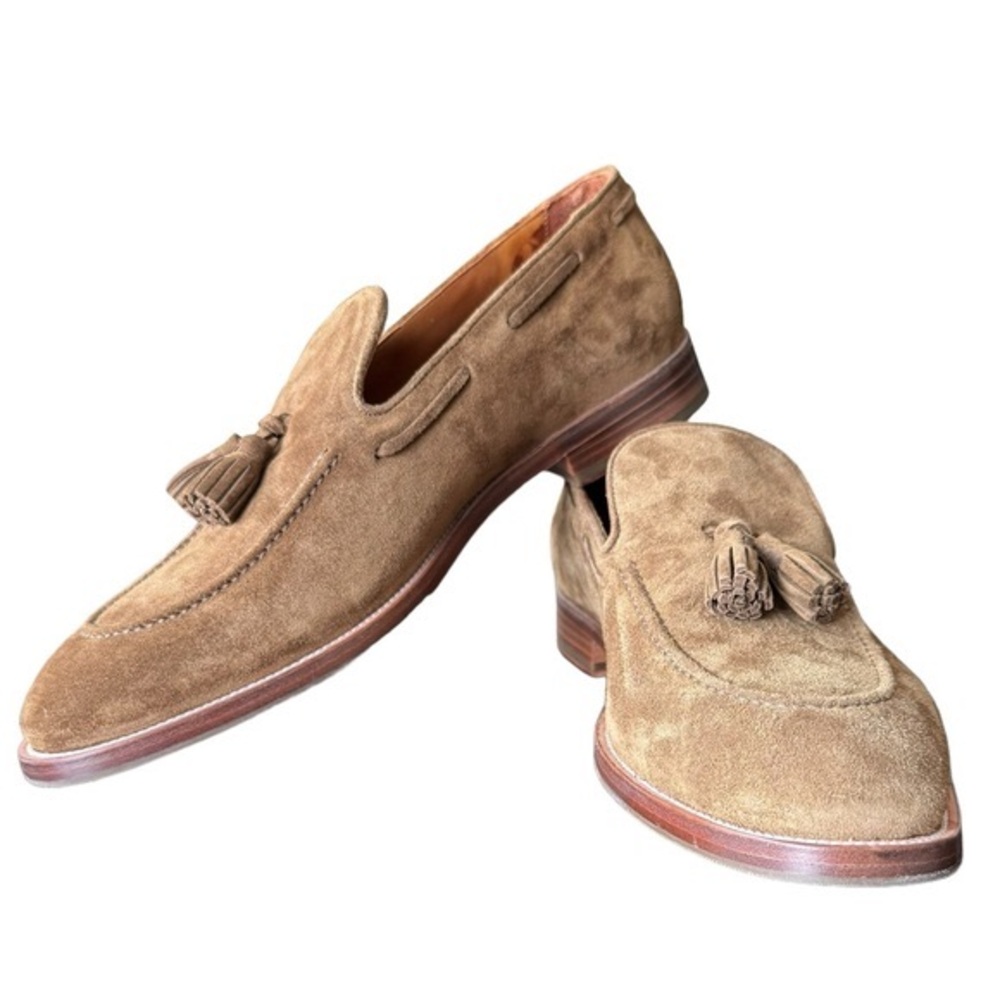 Allen Edmonds Lucca Tassel Loafer Suede Men’s Size 9 D Tan/Cigar - run big!